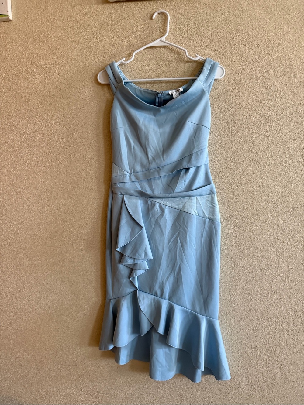 VENUS Light Blue Ruffle Midi Dress